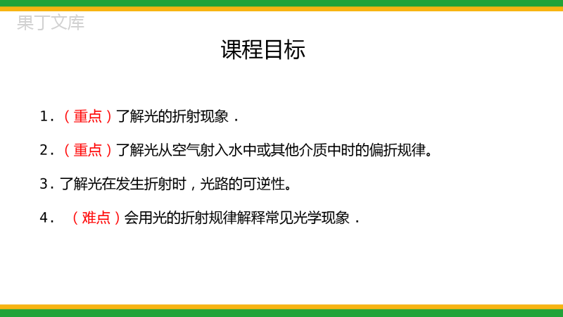 2021人教新版八年级物理上册光现象4-4光的折射同步精品课件