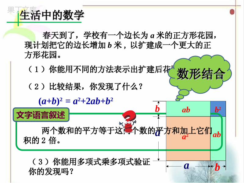 9.4.1-乘法公式(1)-——完全平方公式课件2020-2021学年苏科版七年级下册数学-