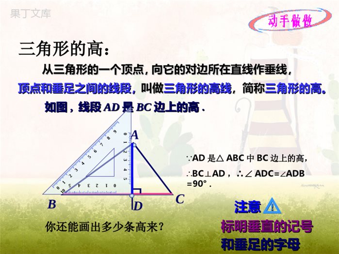 人教版八年级上册数学11.1三角形的高、中线与角平分线