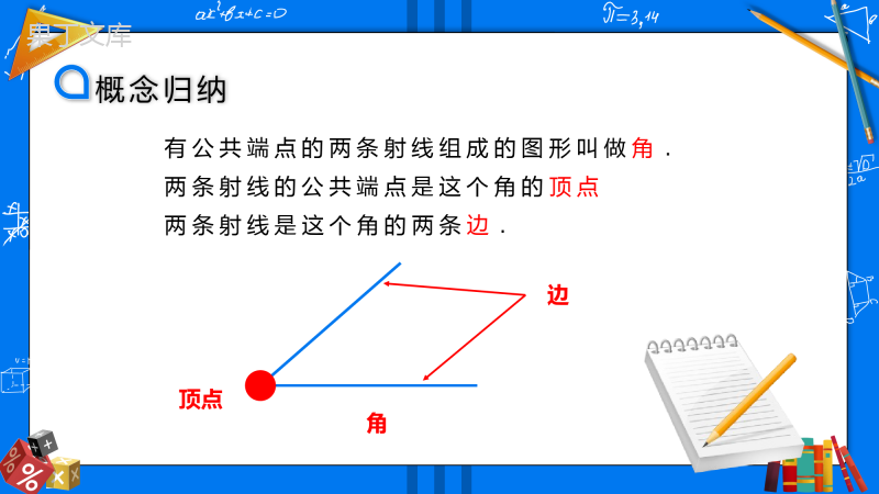 人教版初中数学七年级上册：角的概念、度量和表示方法