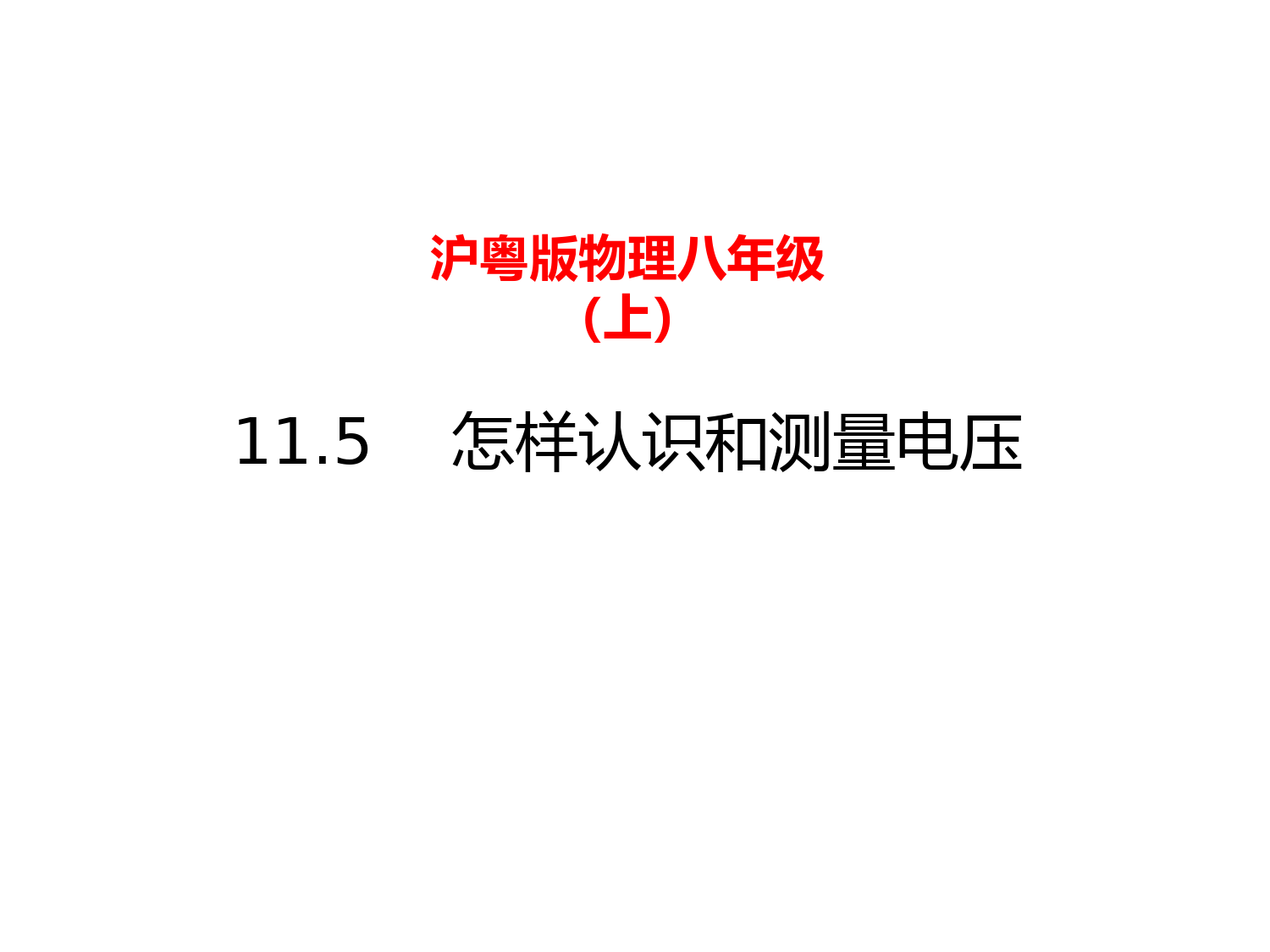 2022年秋九年级上沪粤版物理-怎样认识和测量电压