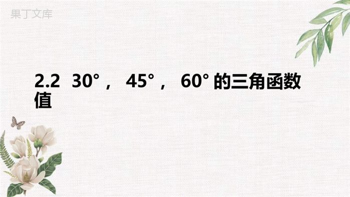 2022年秋鲁教版(五四制)数学九年级上册---30°-45°-60°的三角函数值-课件