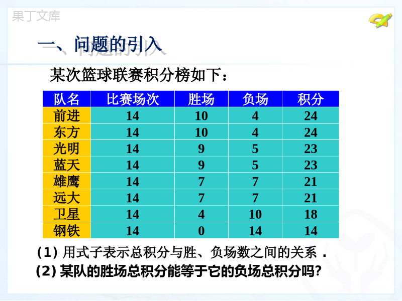 实际问题与一元一次方程----球赛积分表问题-优质课件