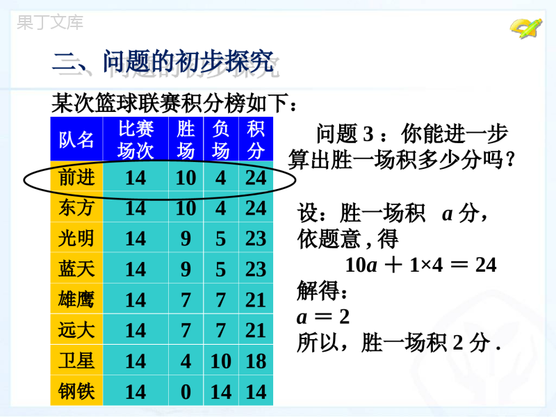 实际问题与一元一次方程----球赛积分表问题-优质课件