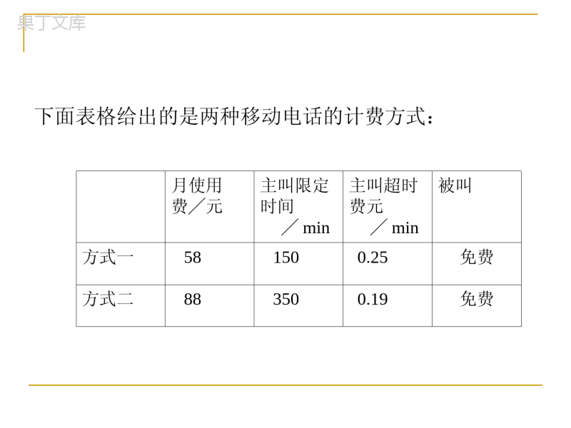 实际问题与一元一次方程探究3(电话计费问题)课件-(6)